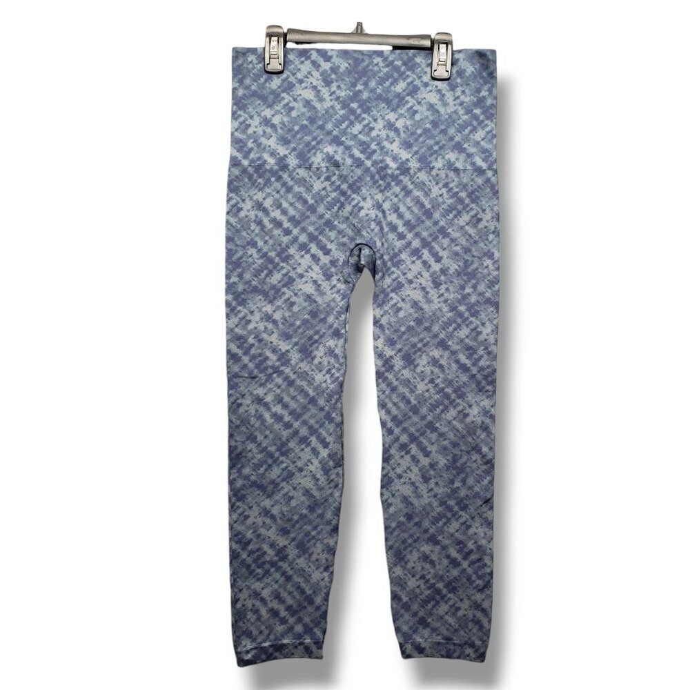Spanx Look At Me Now High Waisted Seamless Cropped Legging Womens 1X Blue Tie Dy